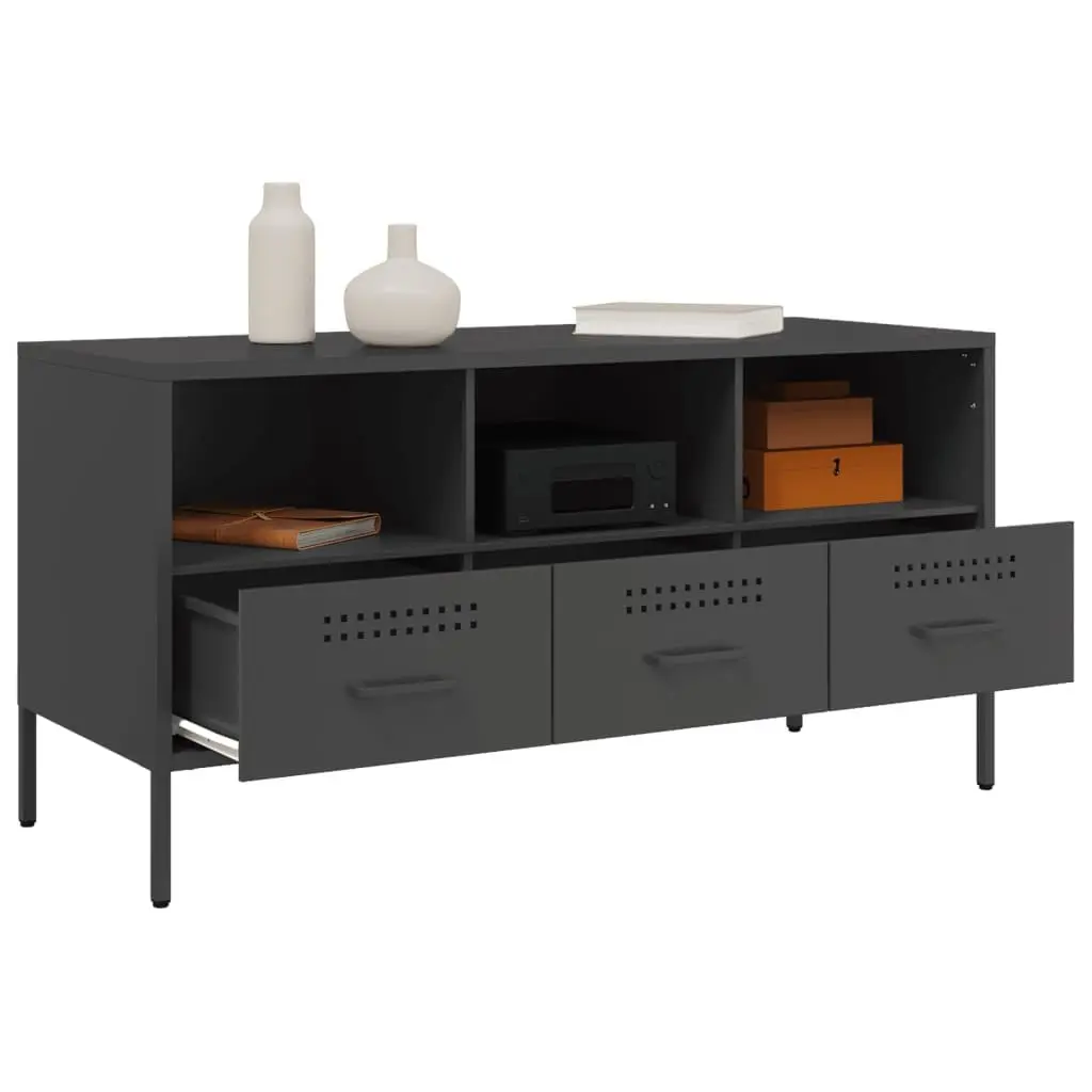 TV Cabinet Industrial Style Steel Frame 100.5cm Black