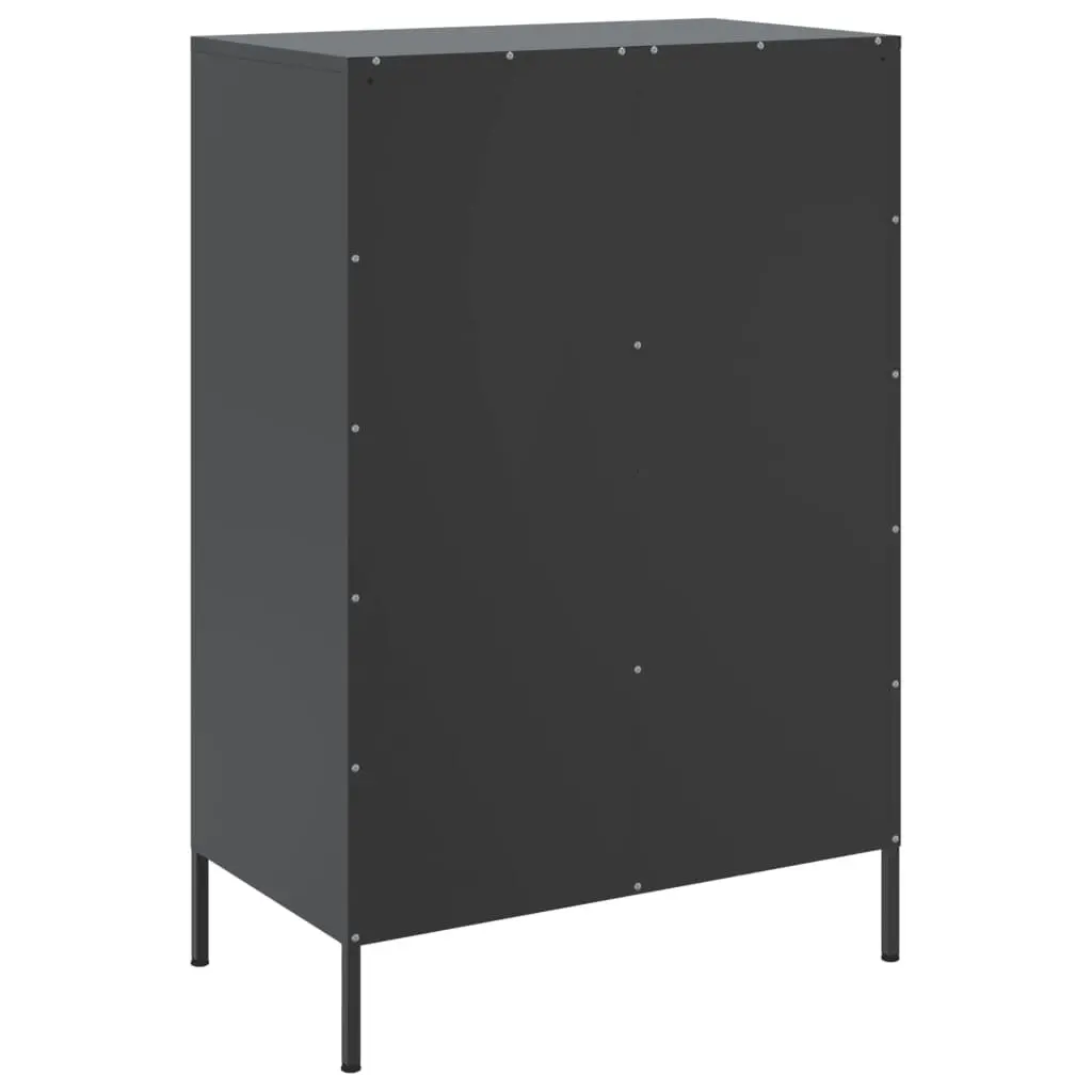 Highboard Cabinet Industrial Style Storage 68x39x101.5cm Black Cold-Rolled Steel