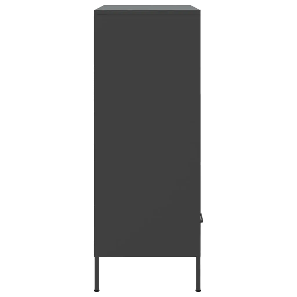 Highboard Cabinet Industrial Style Storage 68x39x101.5cm Black Cold-Rolled Steel