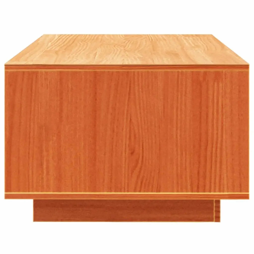 Solid Pine Wood Coffee Table with Storage Shelf Brown