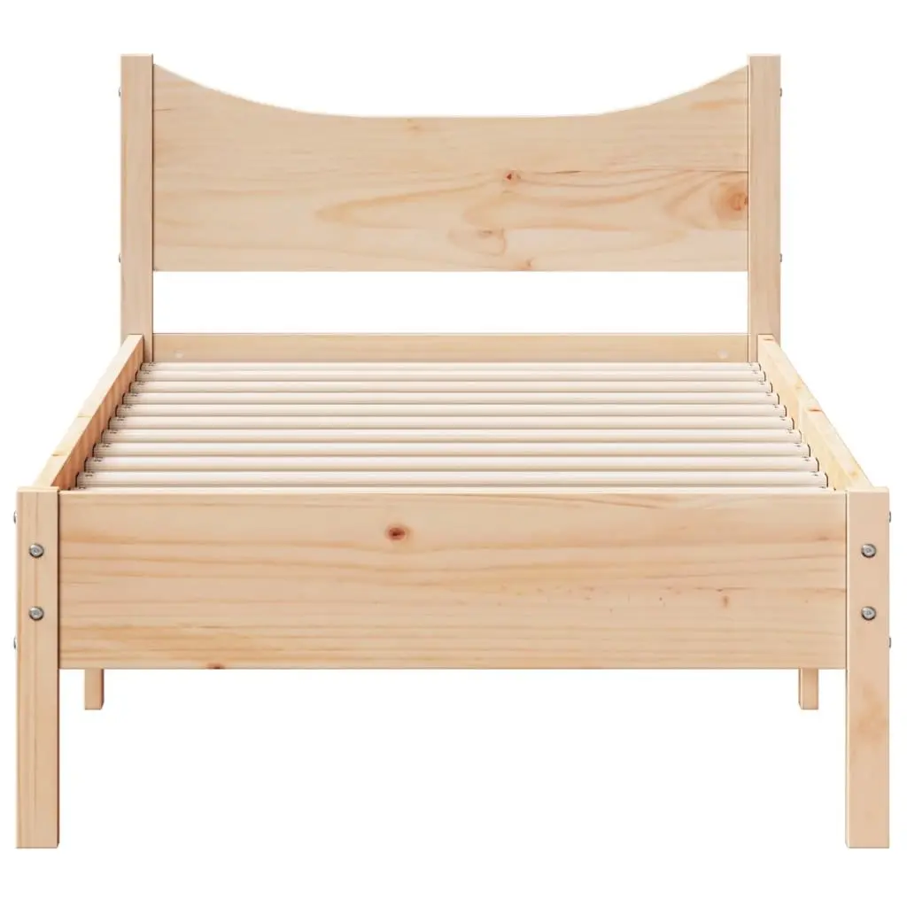 Single Bed Frame Solid Wood Pine 92x187 cm Brown Slatted Base