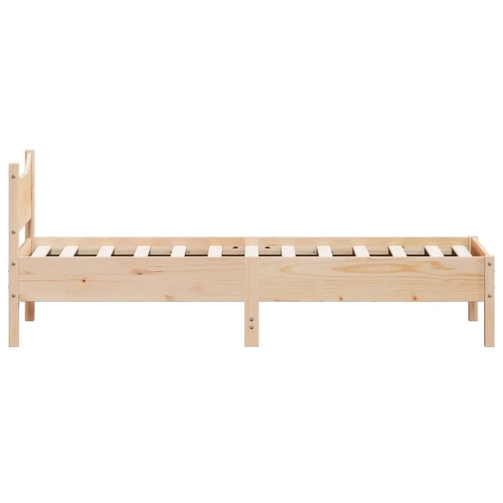 Single Bed Frame Solid Wood Pine 92x187 cm Brown Slatted Base