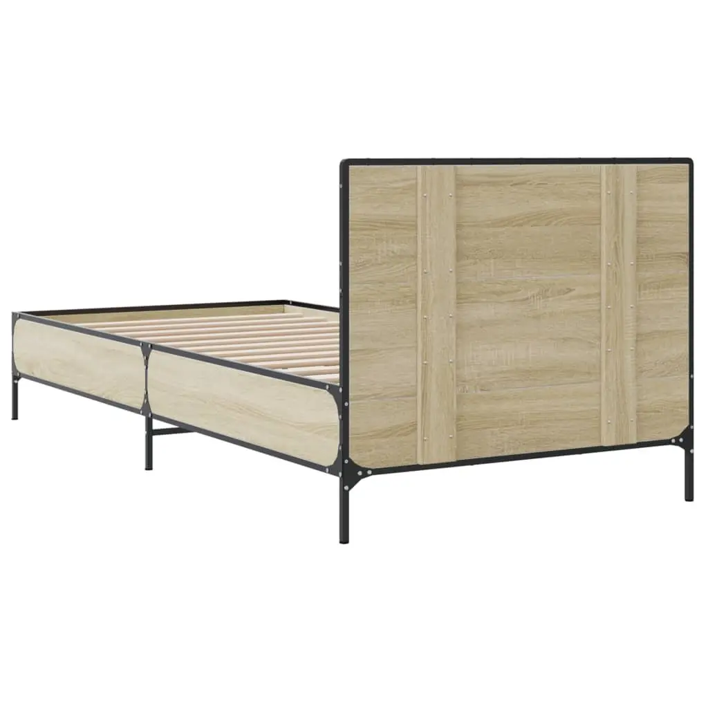 Bed Frame Single 90x190cm Brown Wooden Slats Headboard Support