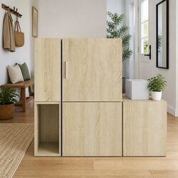 Wall Cabinet Brown Engineered Wood Floating Storage Hanging Sideboards Buffet