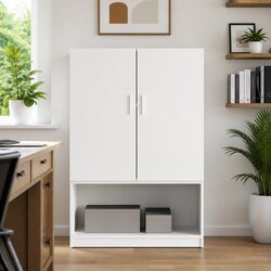Wall Cabinet White Storage Furniture Engineered Wood Hanging Mounted Organizer