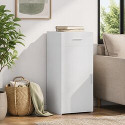 White Sideboard Storage Cabinet with Drawer Door Engineered Wood Home Furniture