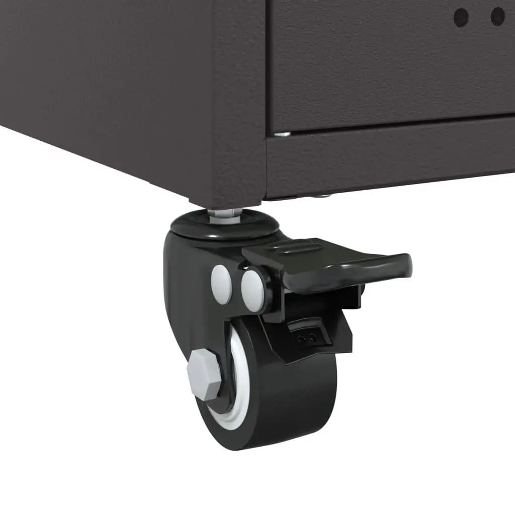 Sideboard Black Storage Cabinet with Wheels Durable Steel Construction 100.5 x 39 x 72 cm