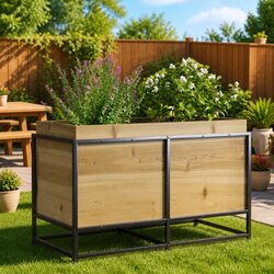 Garden Planter Box 80x40x50cm Impregnated Pine Wood Outdoor Patio Flowers