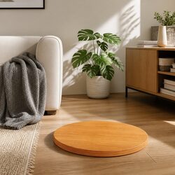 Round Wooden Table Top Brown Ø40cm Solid Pinewood Wax Furniture Coffee Side