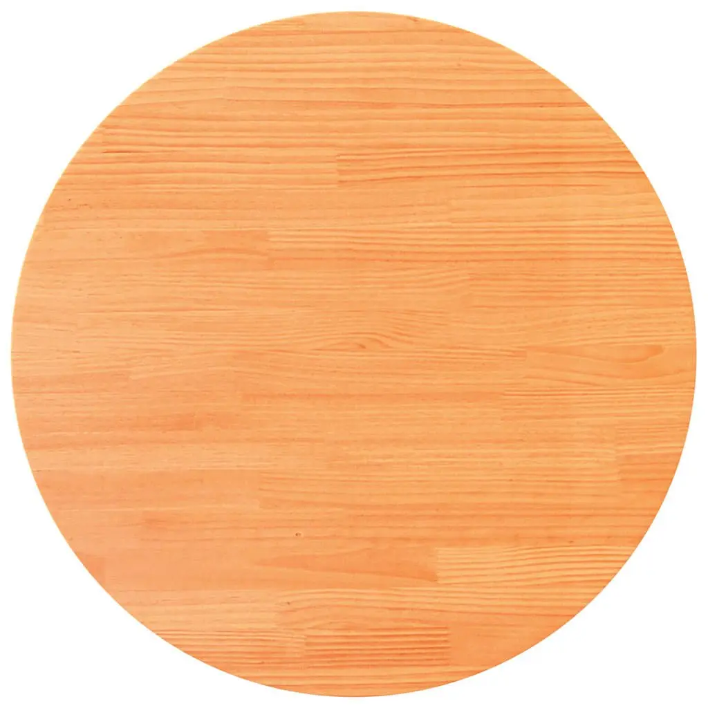 Round Wooden Table Top Solid Pine Wood Ø80cm Brown