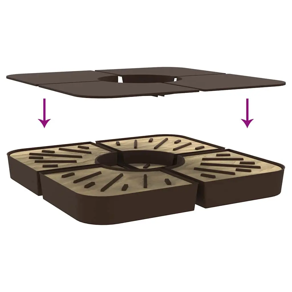 Parasol Base Set 4 Piece Cross Stand Umbrella Foundation 100kg Brown Polypropylene Outdoor