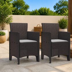 Outdoor Garden Chair Set 2 pcs Brown Modern Patio Seating Furniture Durable