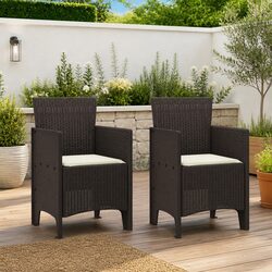 Outdoor Garden Chair 2 pcs Brown 53 x 49 x 85 cm Modern Seating