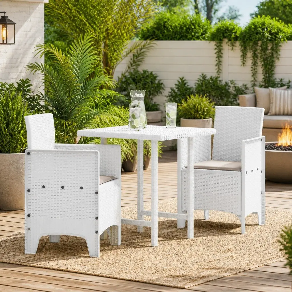Garden Chair 2 pcs White Outdoor Seating Polypropylene Modern Design Patio