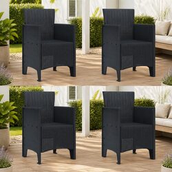 Outdoor Garden Chair 4 Pieces Set Anthracite Modern Patio Seating Furniture