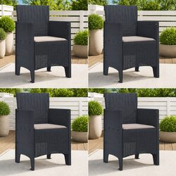 Outdoor Garden Chair 4 Pieces Anthracite 53 x 49 x 85 cm Polypropylene Modern