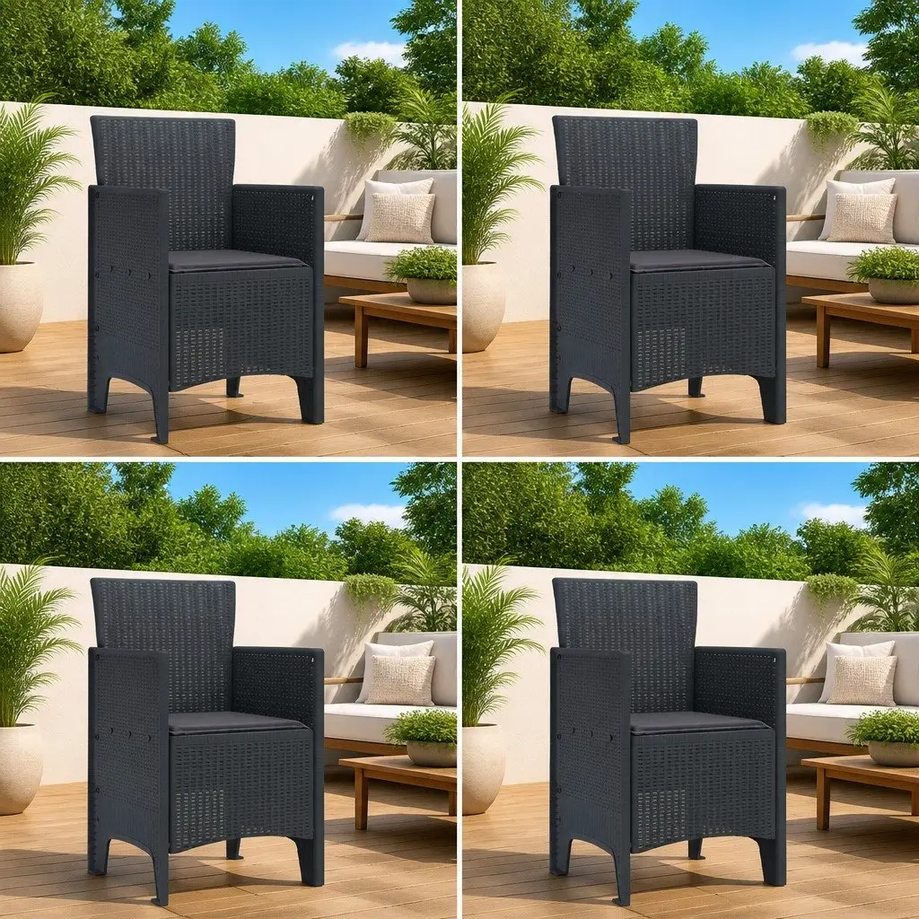 Outdoor Garden Chair 4 Pieces Anthracite Modern Seating Patio Furniture Set