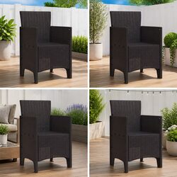 Garden Chair 4 Pieces Brown Outdoor Seating Modern Design Easy Assembly