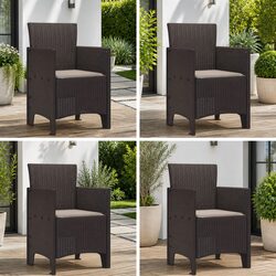 Outdoor Garden Chair 4 pcs Brown Modern Seating Patio Furniture Set
