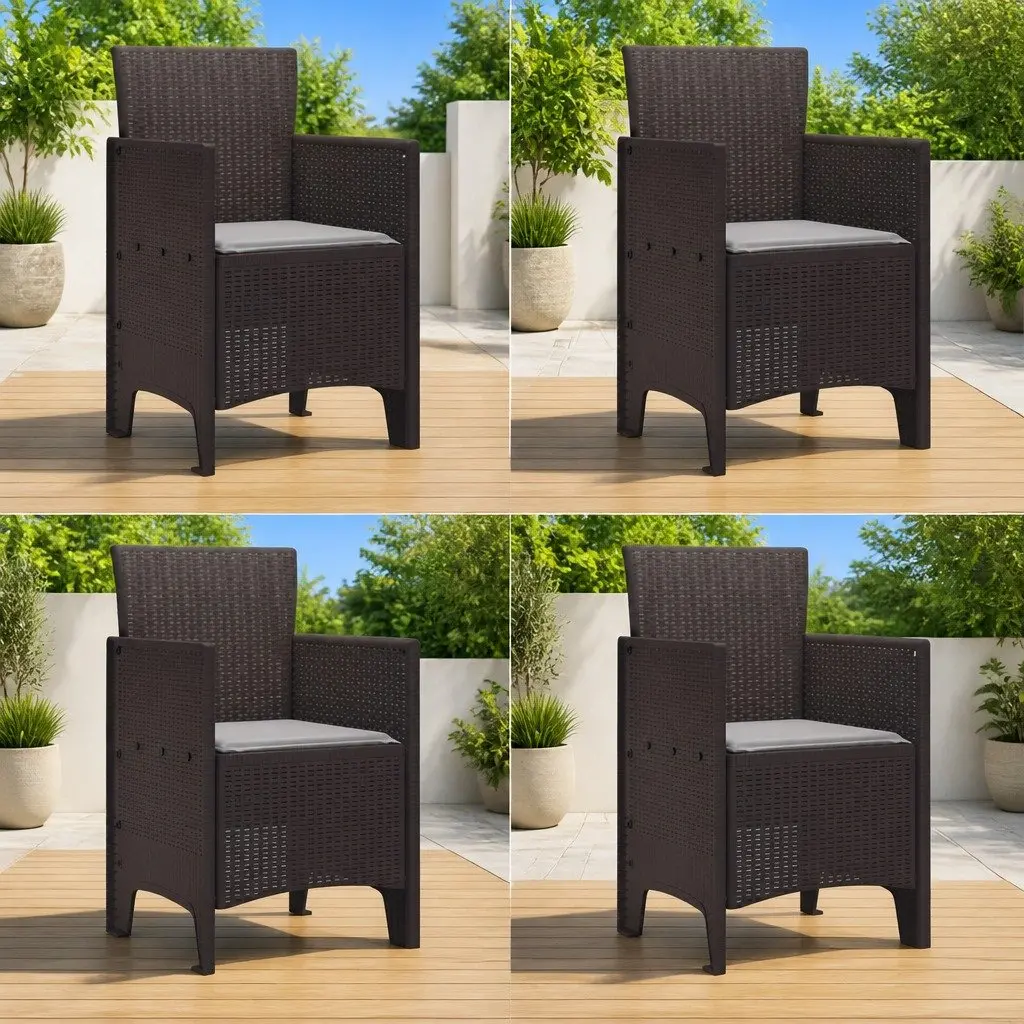 Outdoor Garden Chair 4 Pieces Brown Modern Seating Patio Furniture Set