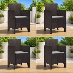 Outdoor Garden Chair 4 Pieces Brown Modern Seating Patio Furniture Set