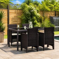 Outdoor Garden Chair 4 Pieces Brown Modern Seating Patio Furniture Set