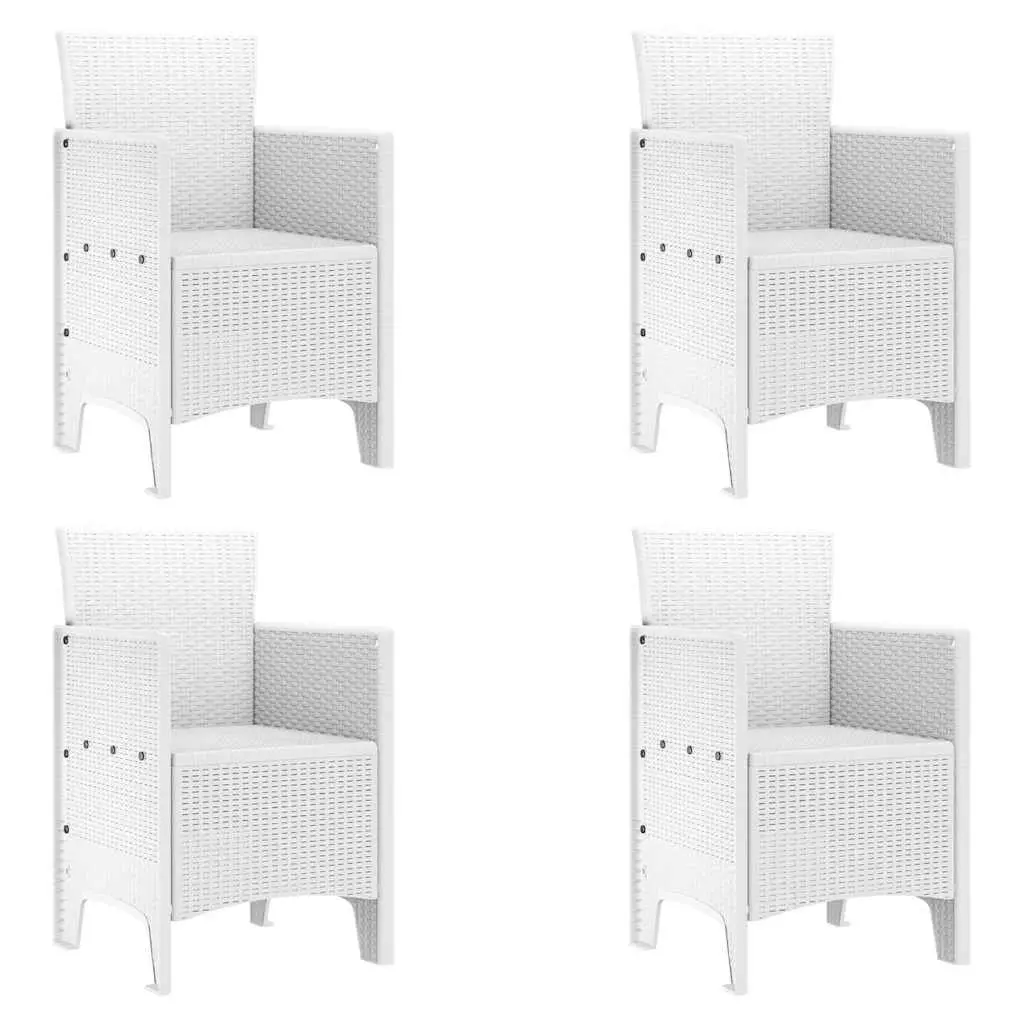 Outdoor Garden Chair 4 Pieces White Modern Patio Seating with Armrests