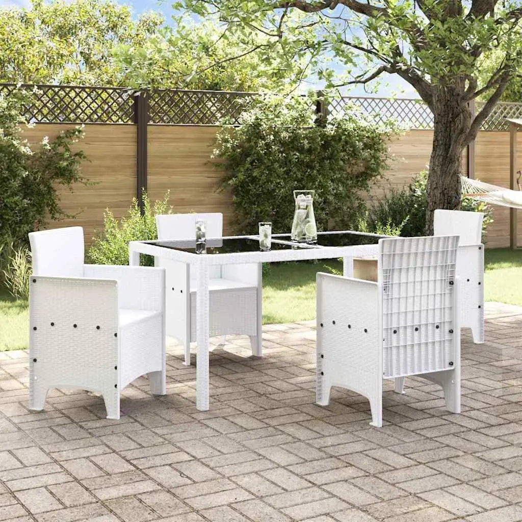Outdoor Garden Chair 4 Pieces White Modern Patio Seating with Armrests