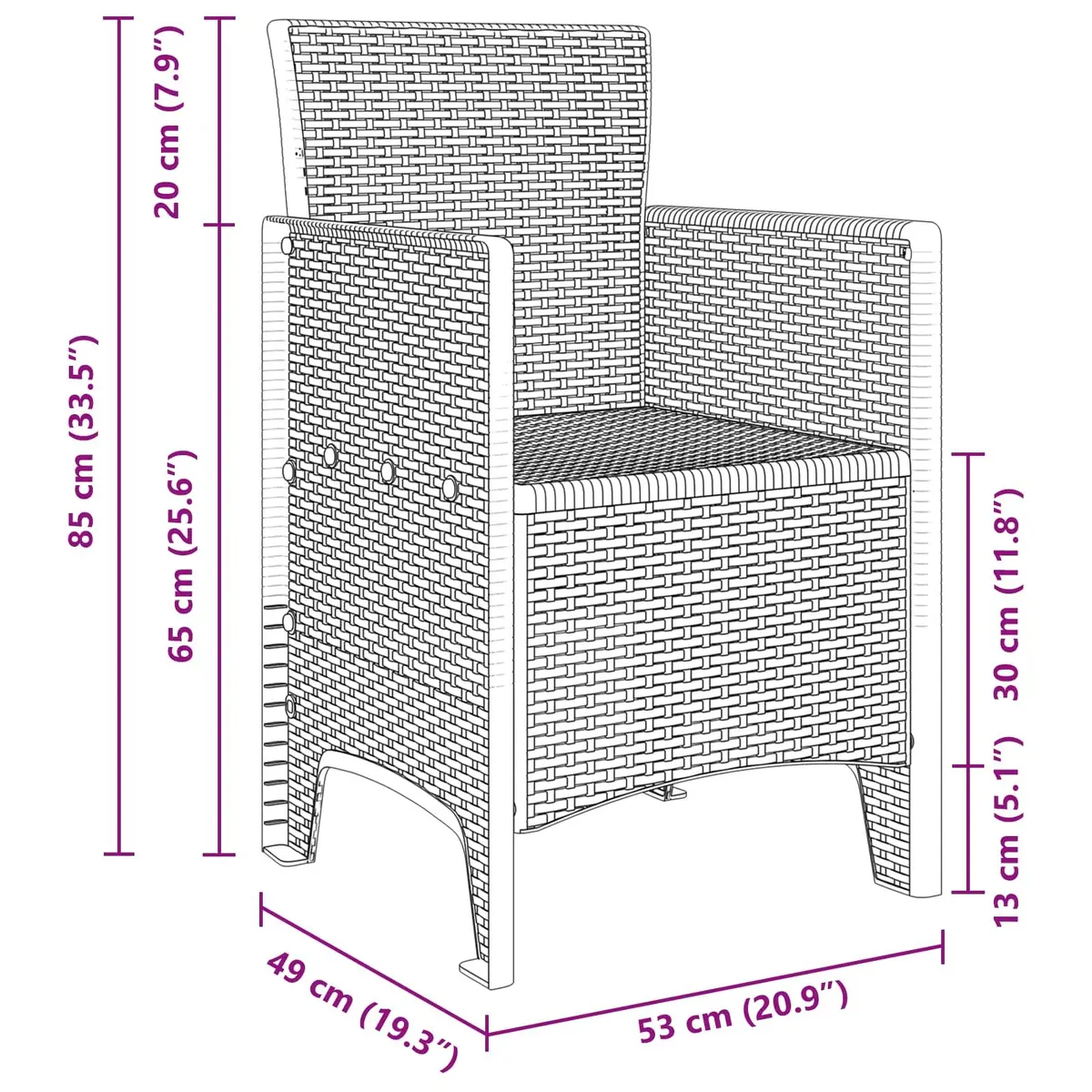 Outdoor Garden Chair 4 Pieces White Modern Patio Seating with Armrests