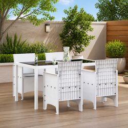 Outdoor Garden Chair 4 Pieces White Modern Patio Seating Stackable Furniture