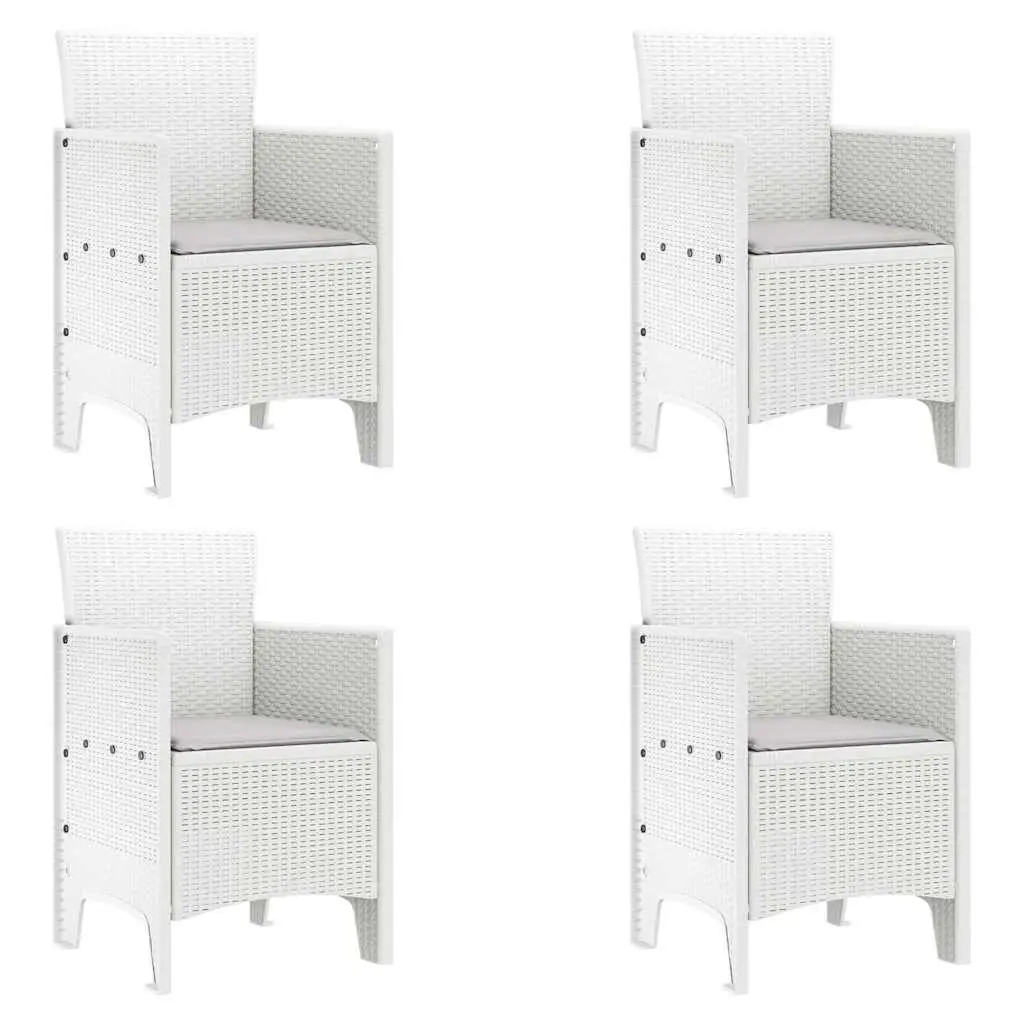 Outdoor Garden Chair 4 Pieces White Modern Patio Seating Stackable Furniture
