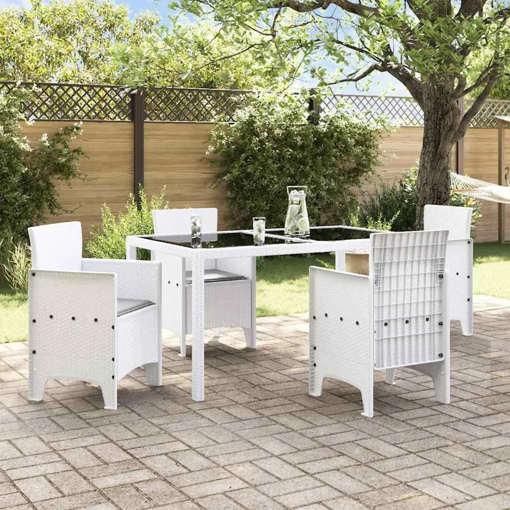 Outdoor Garden Chair 4 Pieces White Modern Patio Seating Stackable Furniture