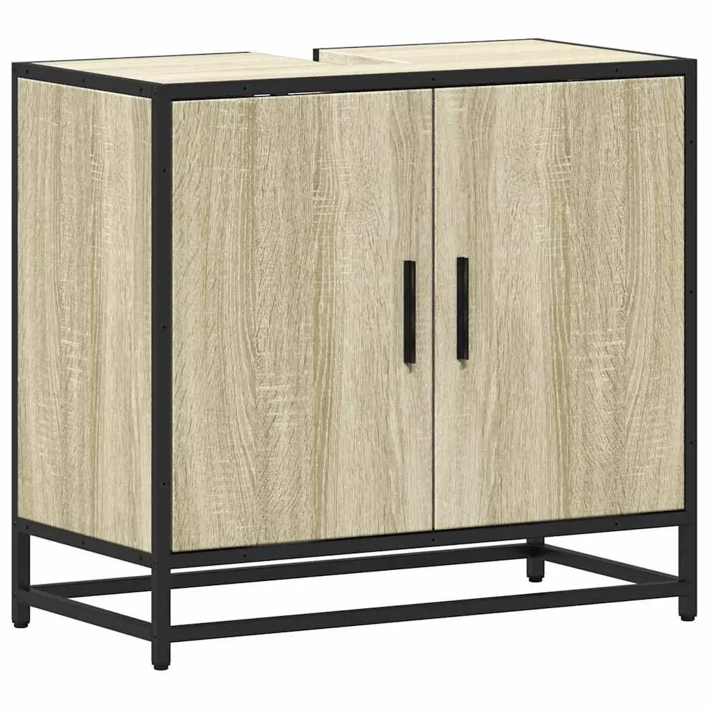 Bathroom Sink Cabinet Engineered Wood Brown Retro Vanity Storage Furniture
