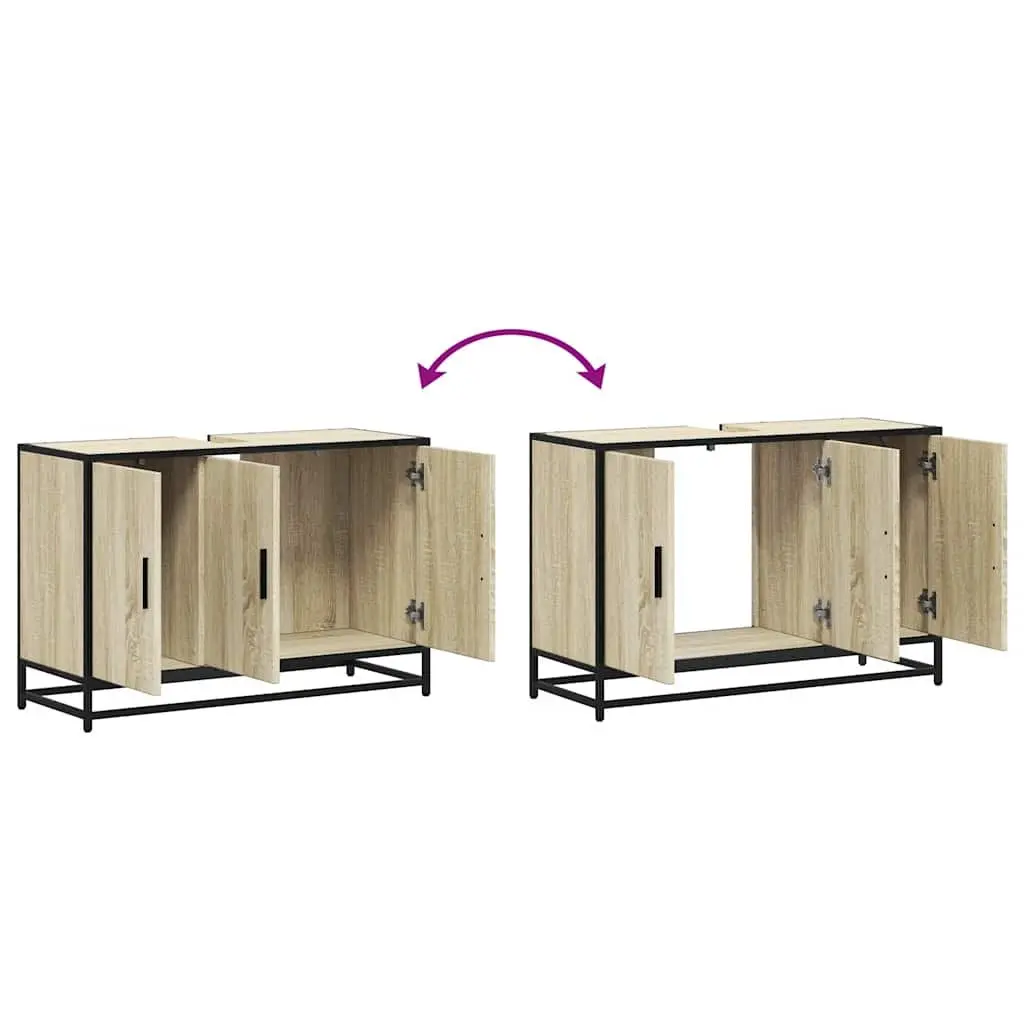 Bathroom Sink Cabinet Engineered Wood Sonoma Oak Brown 90x33x60cm