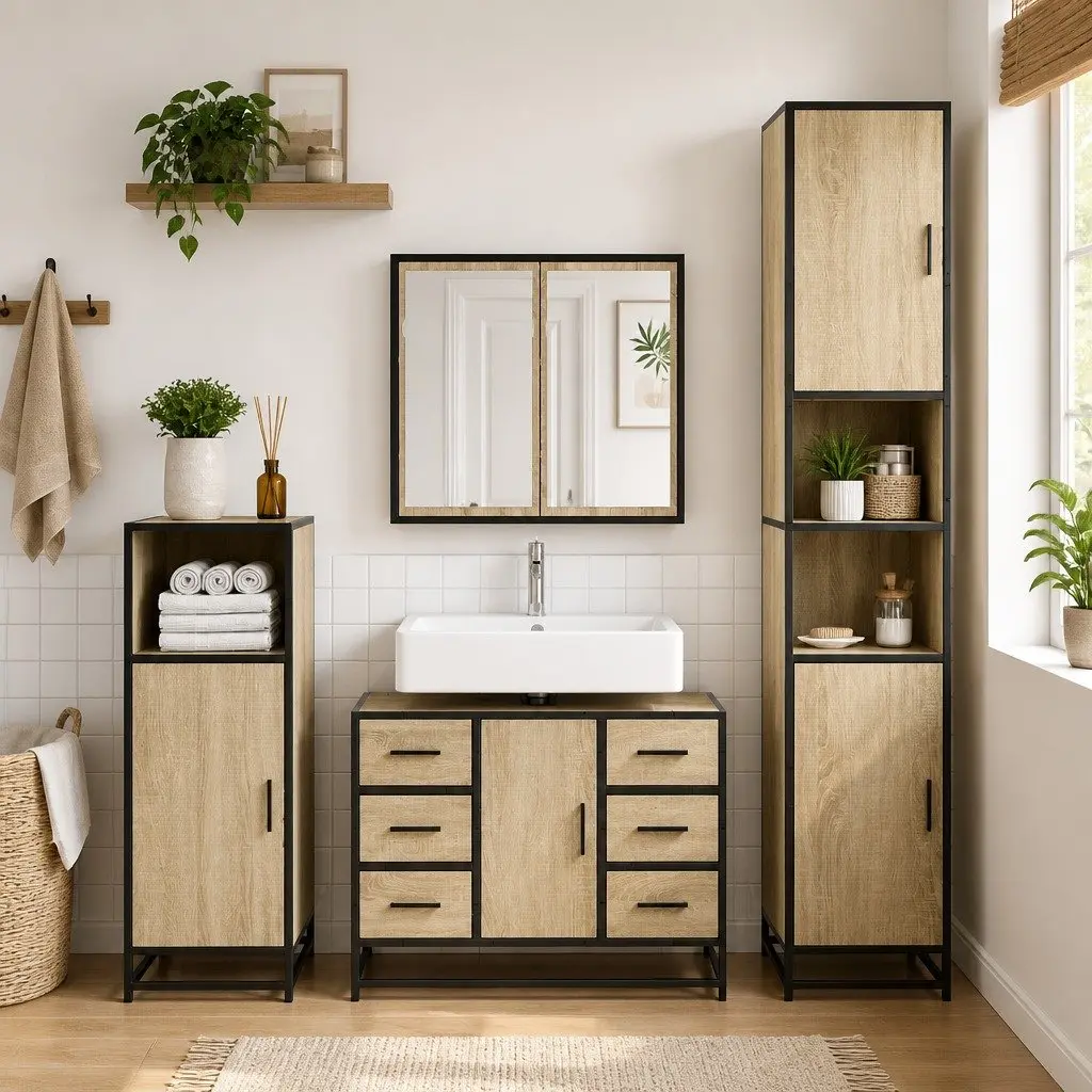 Bathroom Sink Cabinet Engineered Wood 80x33x60cm Brown
