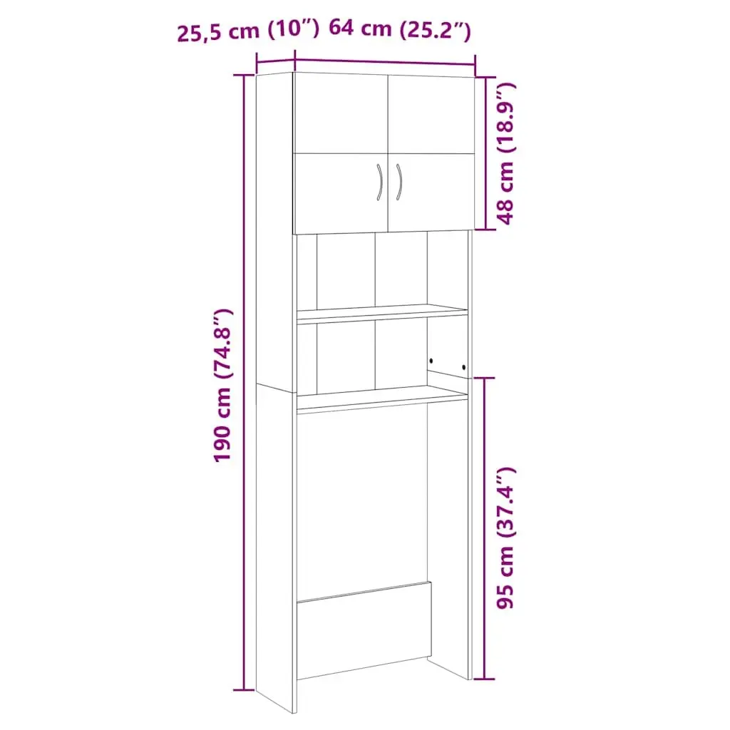 Washing Machine Cabinet Storage Unit Sonoma Oak Bathroom Laundry Room Cupboard
