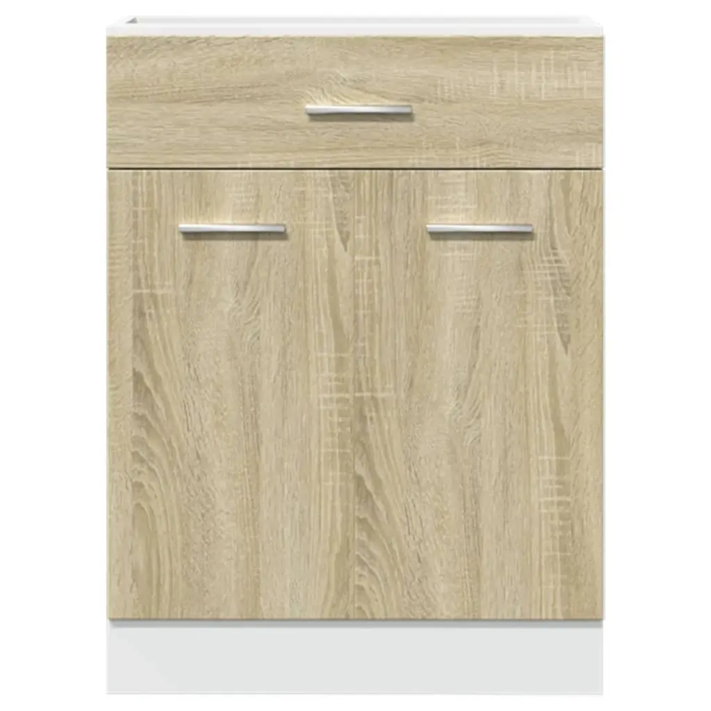 Kitchen Drawer Bottom Cabinet Storage Unit with Shelves Doors Brown Engineered
