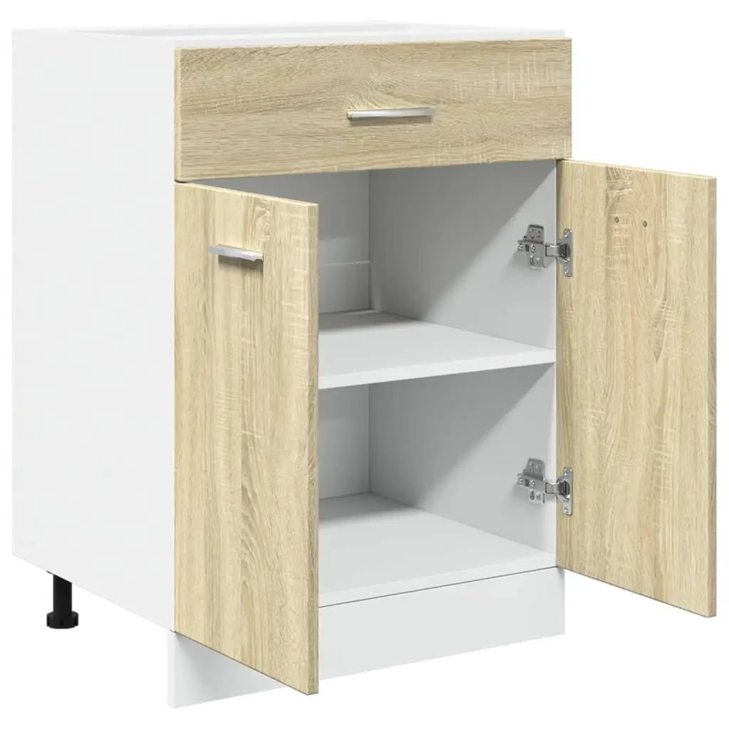 Kitchen Drawer Bottom Cabinet Storage Unit with Shelves Doors Brown Engineered