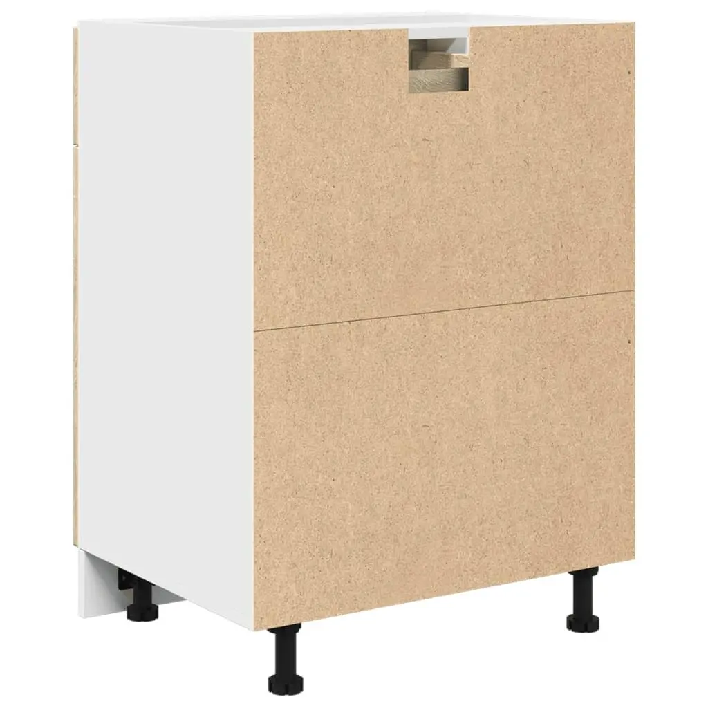Kitchen Drawer Bottom Cabinet Storage Unit with Shelves Doors Brown Engineered