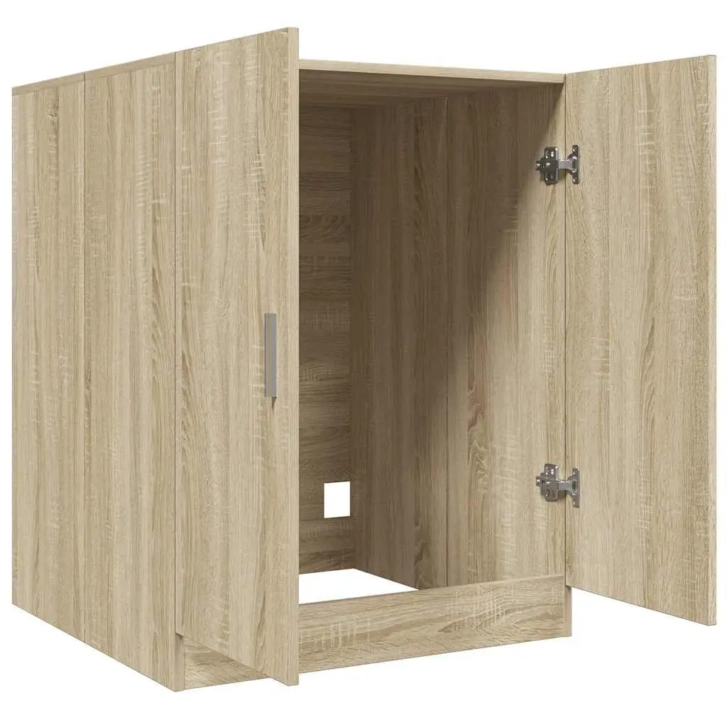 Washing Machine Cabinet Storage Unit Oak 71cm Compact Bathroom Organizer
