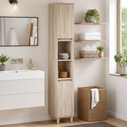 Bathroom Vanity Cabinet Sonoma Oak 30x30x190cm Storage Unit Engineered Wood