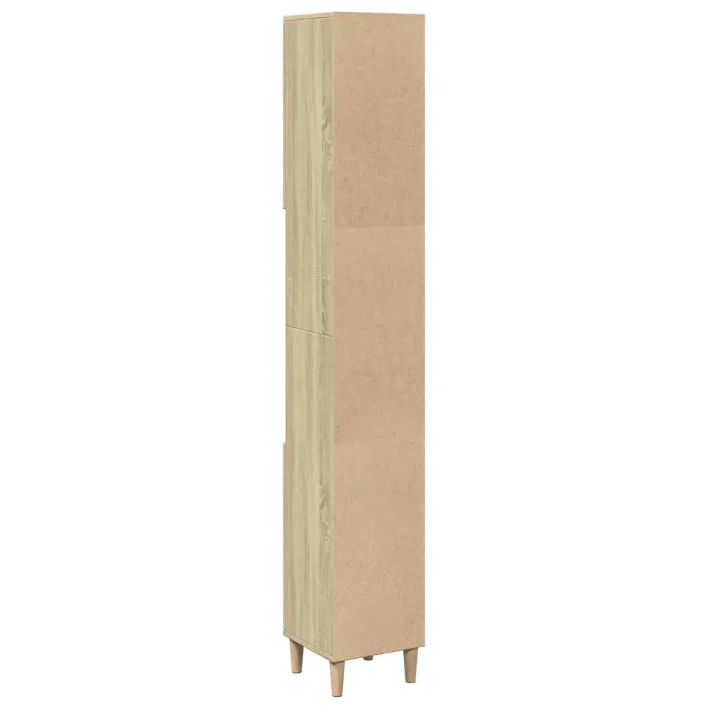Bathroom Cabinet Sonoma Oak Engineered Wood 30x30x190cm Storage Unit