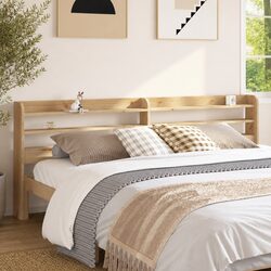 Headboard with Storage Shelves 180 cm Solid Wood Pine Brown Bedroom Furniture