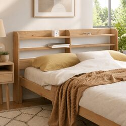Headboard with Storage Shelves 160 cm Bedroom Freestanding Pine Wood