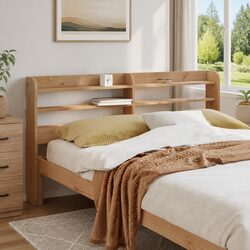 Headboard with Shelves 140cm Storage Bedroom Furniture Freestanding Solid Wood