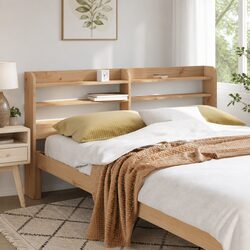 Headboard with Storage Shelves 135cm Bedroom Furniture Solid Wood Pine Brown
