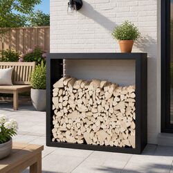 Firewood Rack Steel Log Storage Black 100x40x100cm Fireplace Wood Holder