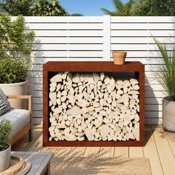 Firewood Rack Weathering Steel Log Storage Stand Fireplace Wood Holder