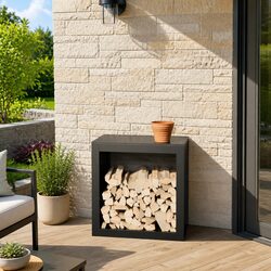 Firewood Rack Steel Black Log Storage Stand Fireplace Wood Holder Outdoor