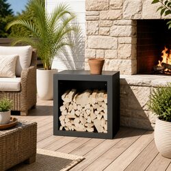 Firewood Rack Anthracite Steel Storage Log Holder Stand Fireplace Wood Organizer